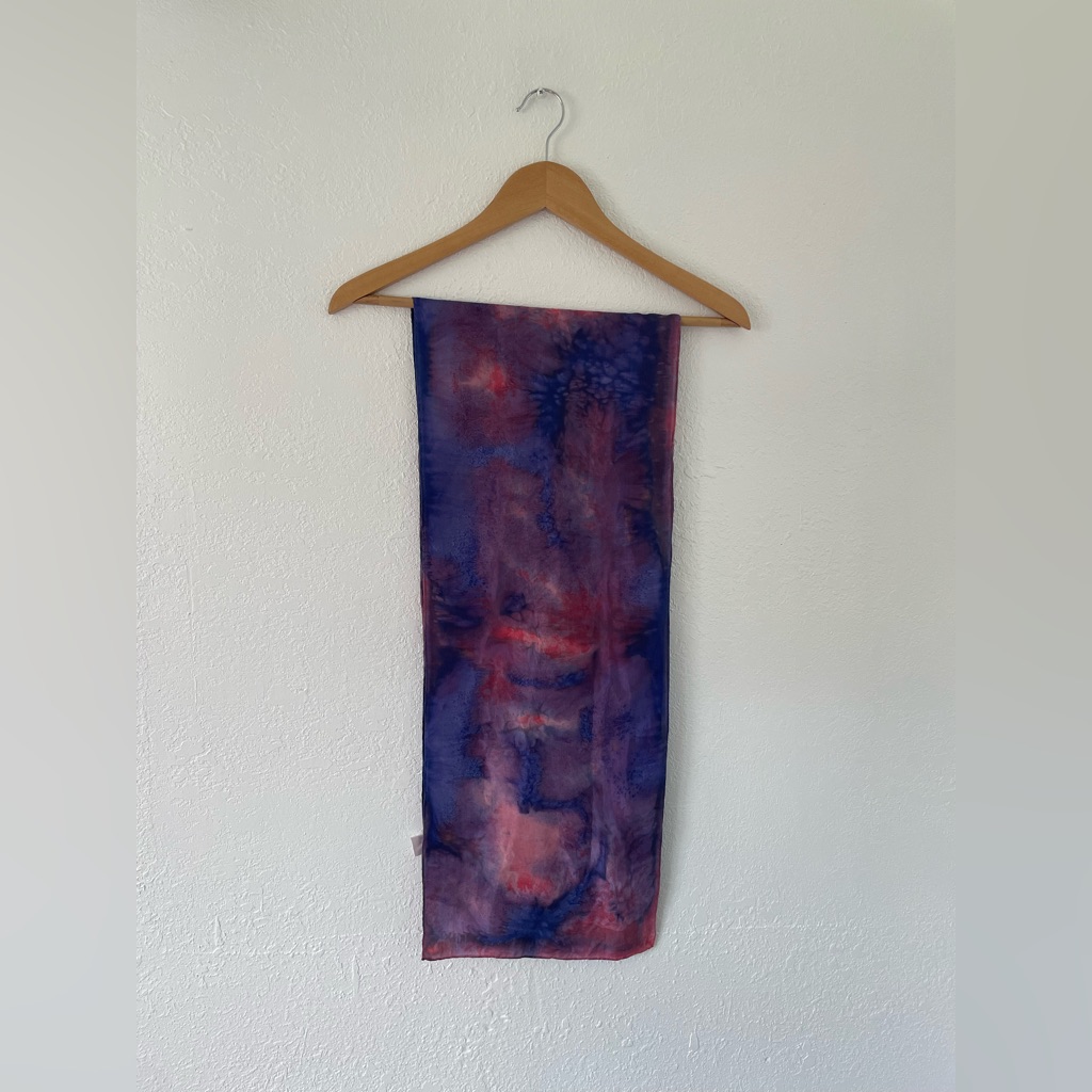 Silk Scarf 100 Batik Purple  Pink